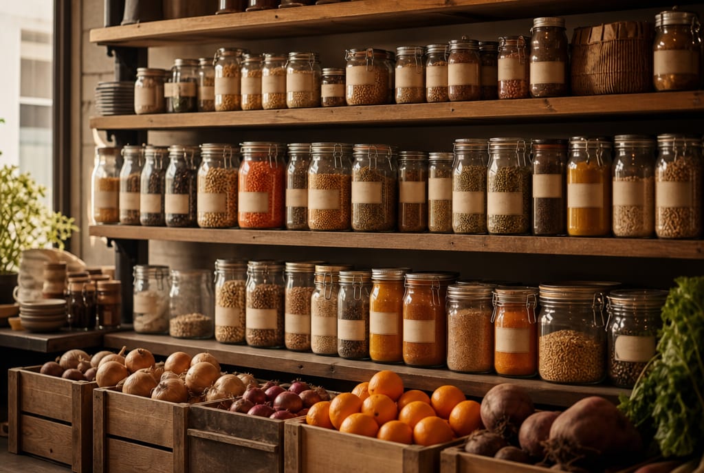 Tidy dry-storage shelves